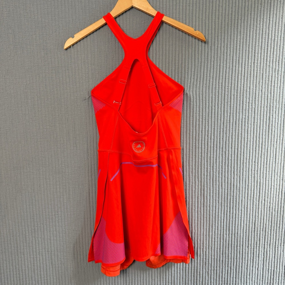Adidas Stella McCartney Truepace Mini Dress Athletic Medium Orange Vibrant Fun - Picture 3 of 11